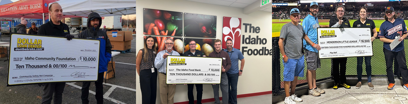 Chuck Brennan, CEO of Dollar Loan Center donating to Idaho Community Fund, The Idaho Foodbank, and Henderson Little league